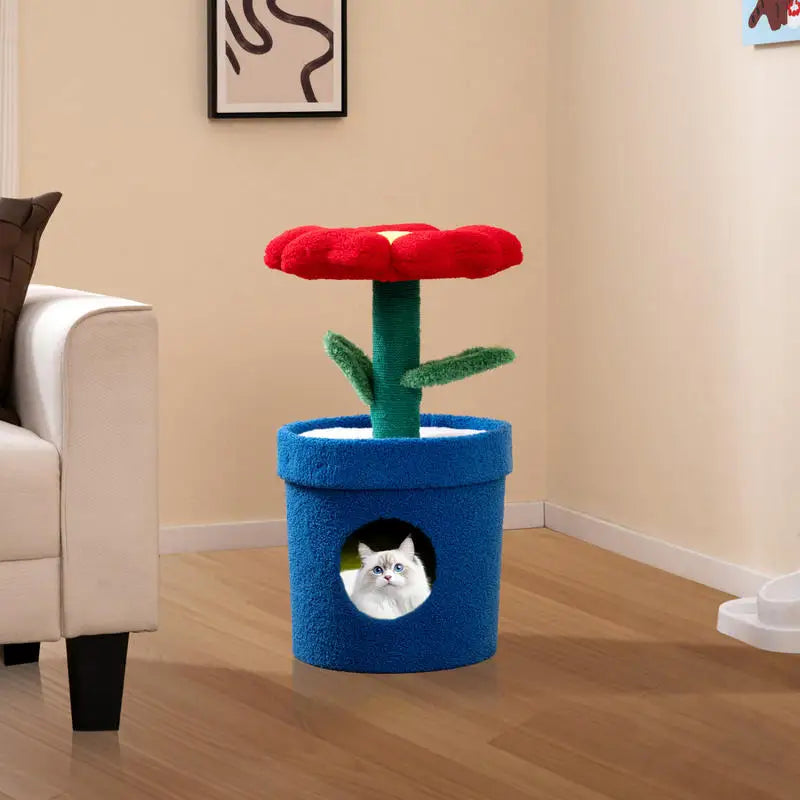 ARBRE À CHAT FLEUR AVEC NICHE EN FORME DE POT
