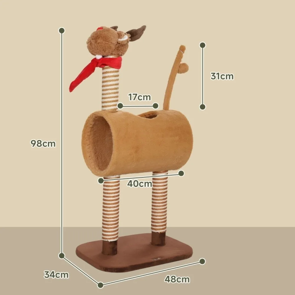 ARBRE À CHAT GIRAFE AVEC TUNNEL ET GRIFFOIRS EN SISAL