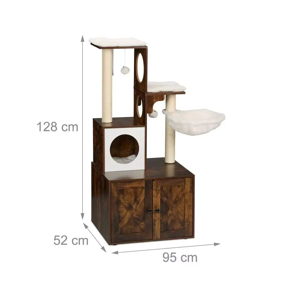 ARBRE À CHAT EN BOIS ROYALVISTA – LA TOUR FÉLINE DESIGN POUR CHAT ÉPANOUI 128 CM
