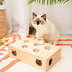 JEU INTERACTIF "TAPE LA TAUPE" EN BOIS POUR CHAT