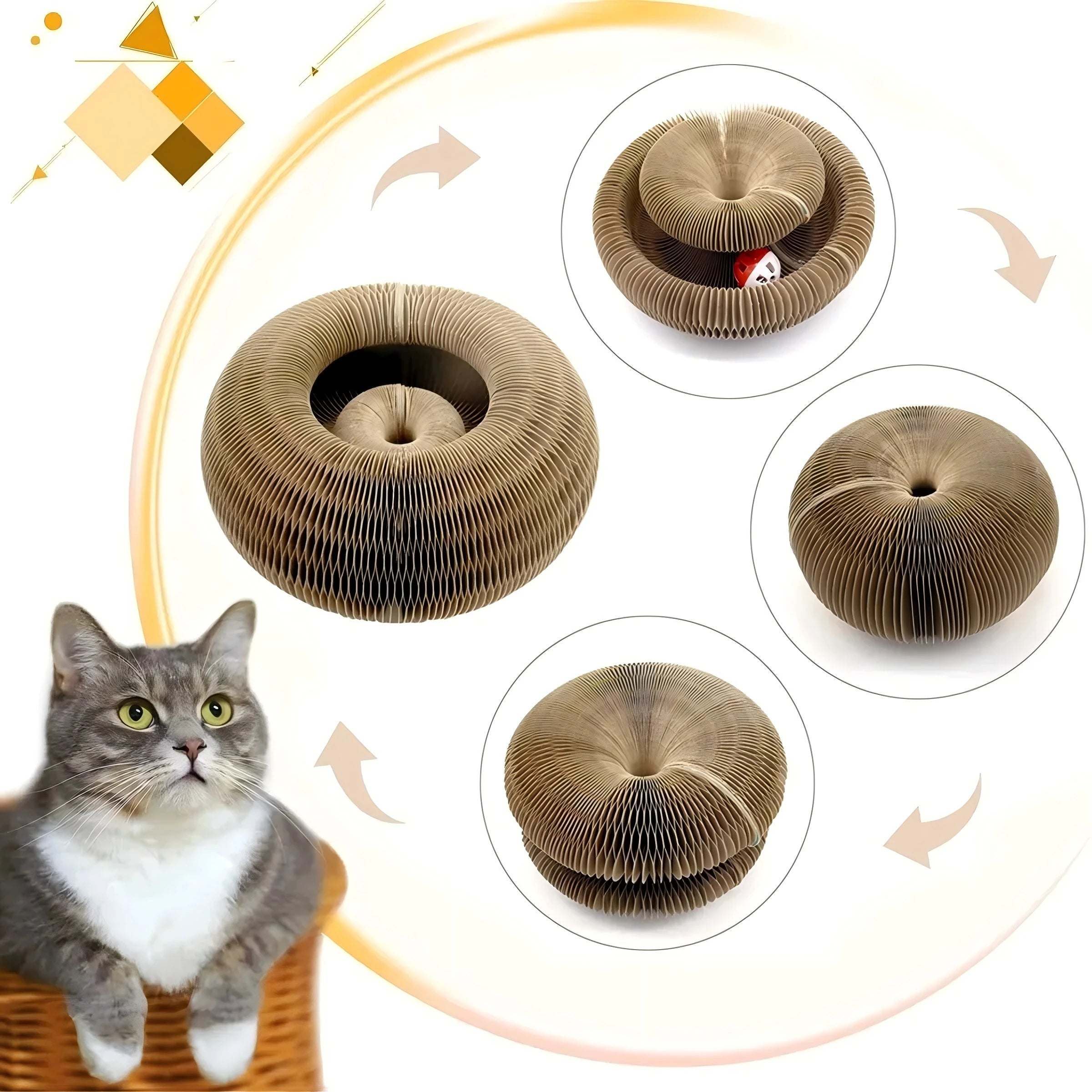 JEU ET GRIFFOIR INTERACTIF AVEC BALLE INTÉGRÉE –  FINI LES GRIFFADES SUR VOTRE CANAPÉ