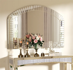 Grand miroir mural arqué argent
