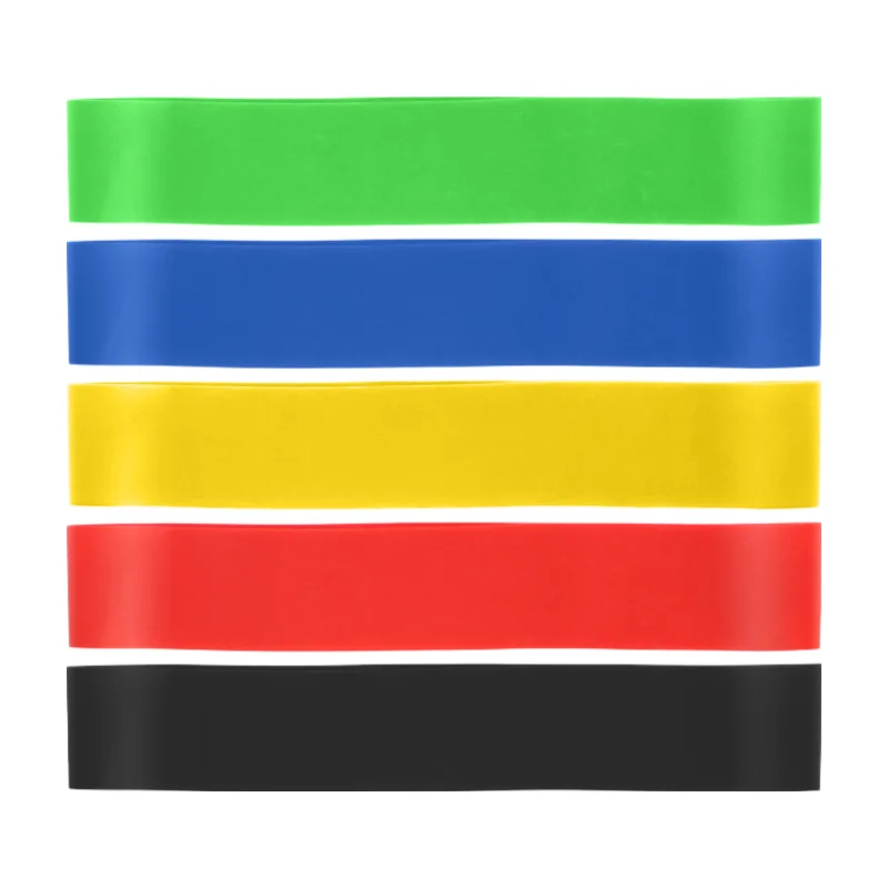 LOT DE 5 BANDES ÉLASTIQUES DE RÉSISTANCE – FITNESS, YOGA & PILATES