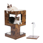 MAISON POUR CHAT EN BOIS AVEC GRIFFOIR INTÉGRÉ