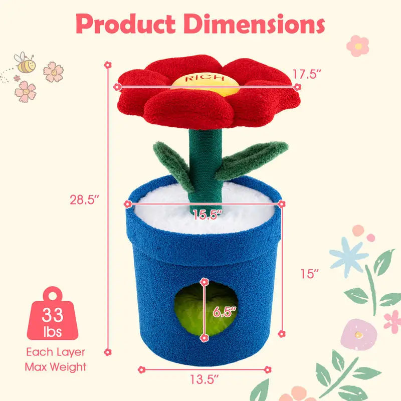 ARBRE À CHAT FLEUR AVEC NICHE EN FORME DE POT