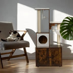 ARBRE À CHAT EN BOIS ROYALVISTA – LA TOUR FÉLINE DESIGN POUR CHAT ÉPANOUI 128 CM