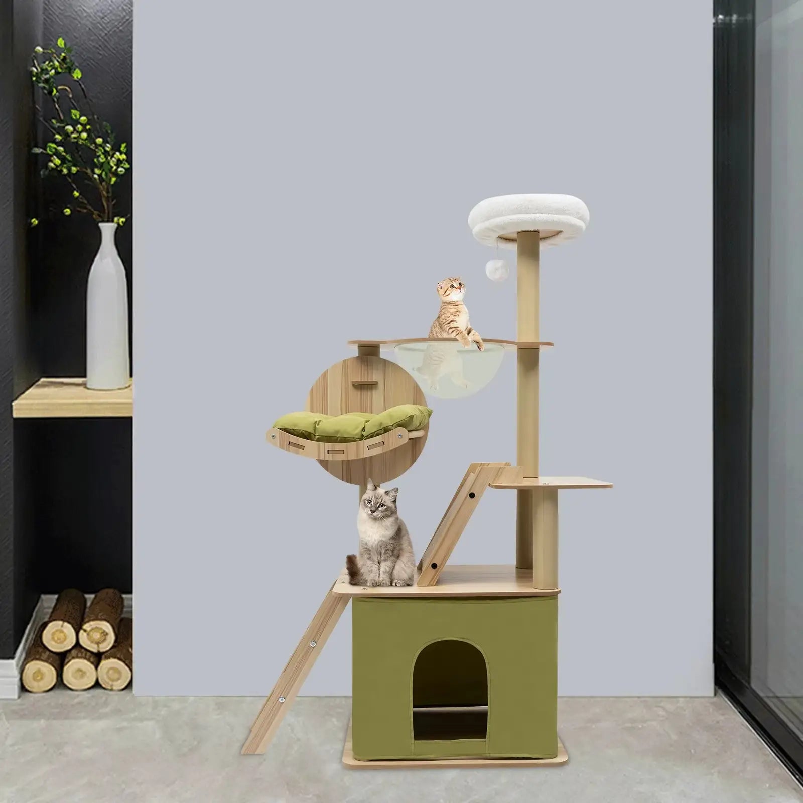 CosmoLuxe – L’arbre à chat en bois design aux airs de station spatiale 140 cm