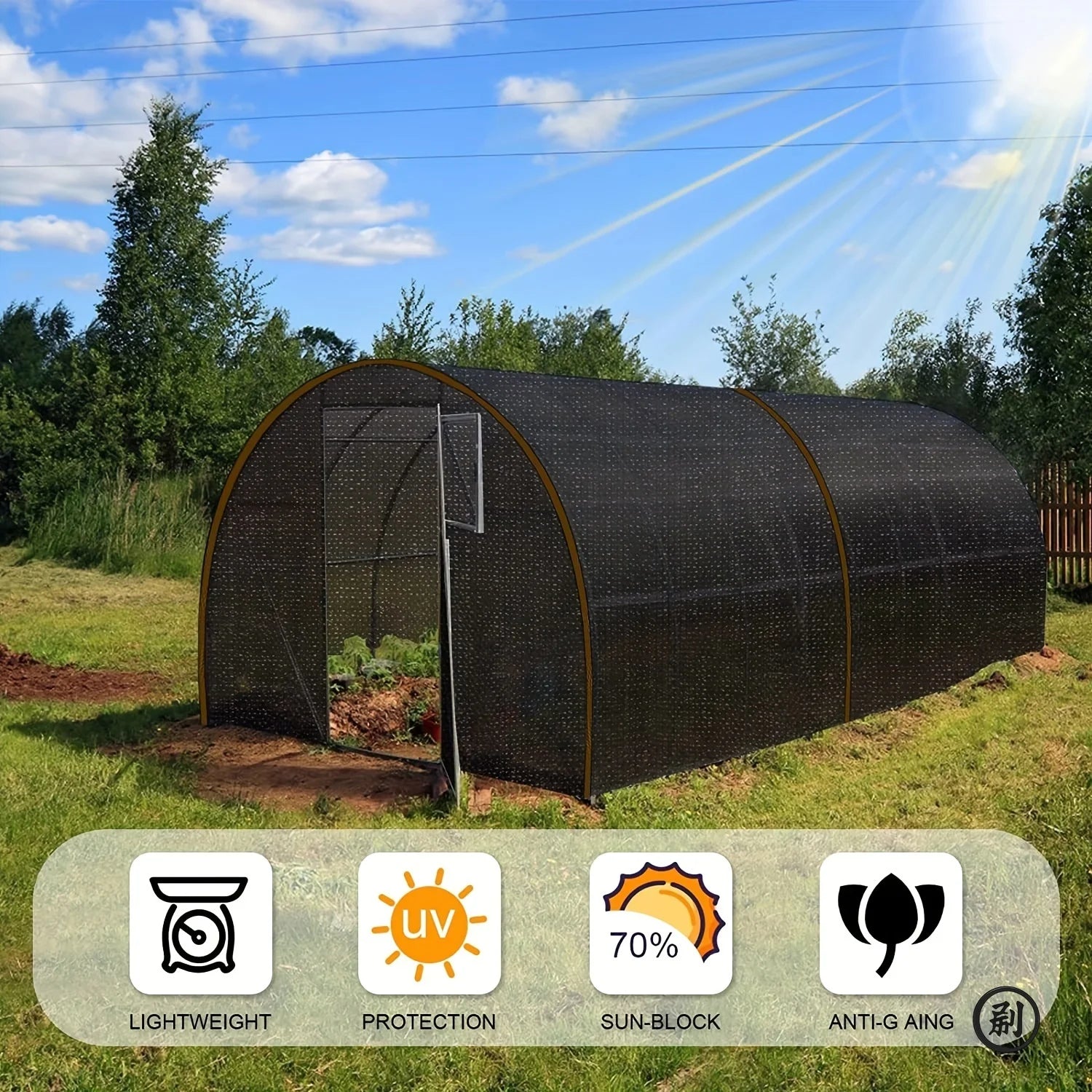 VOILE D’OMBRAGE NOIRE EN MAILLE 6x3M – PROTECTION SOLAIRE & AÉRATION OPTIMALE