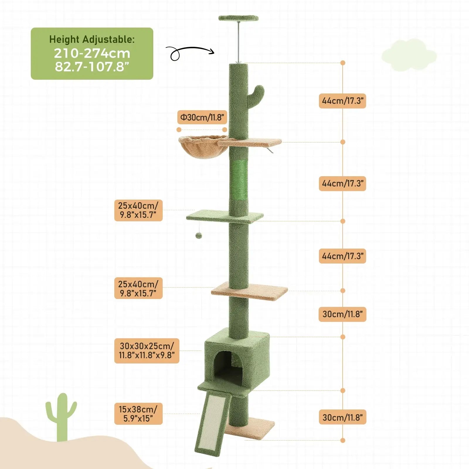 Abre à chat CactusSky du sol au plafond – La tour cactus qui fait grimper le bonheur de votre chat