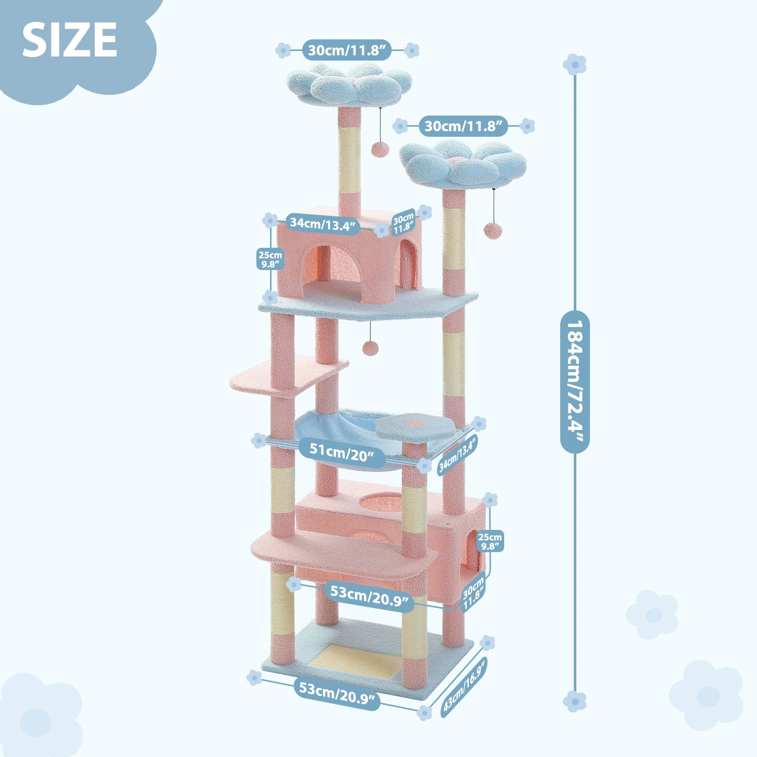 FINI LES ARBRES À CHAT TROP PETITS – TOUR XXL DE 184 CM POUR CHATS ACTIFS ET GRANDS GABARITS