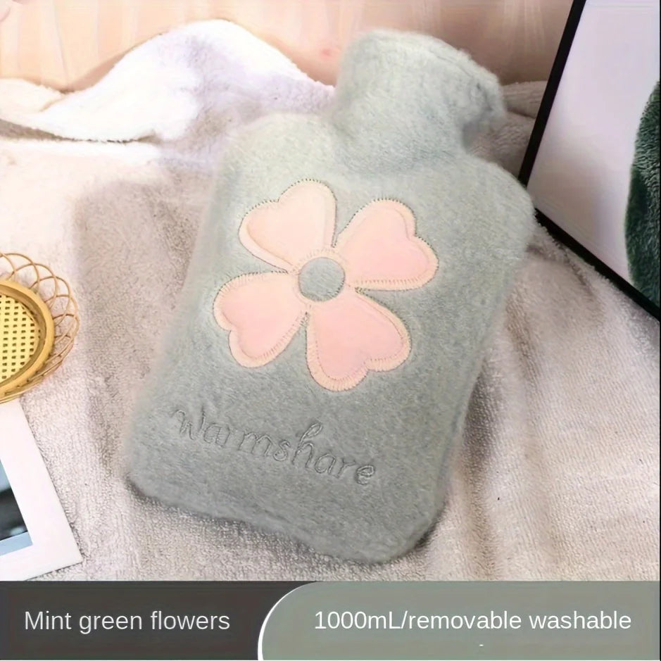 BOUILLOTE AVEC HOUSSE AMOVIBLE DOUCE 1000ML – CHALEUR RÉCONFORTANTE & DÉTENTE IMMÉDIATE