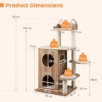 ARBRE À CHAT EN BOIS 2 ÉTAGES AVEC DOUBLE NICHE