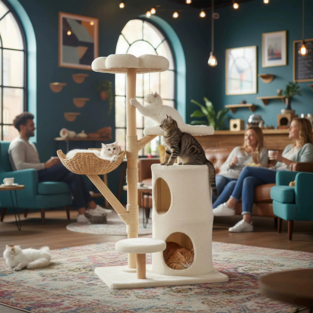Arbre à chat en bois ZenFélin Nature – Le sanctuaire chic pour votre chat 142 cm