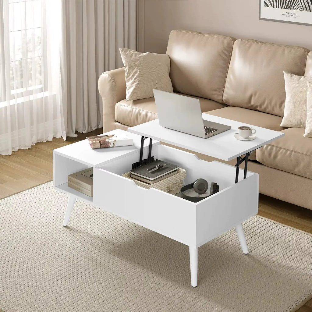 Table basse relevable minimaliste avec rangement