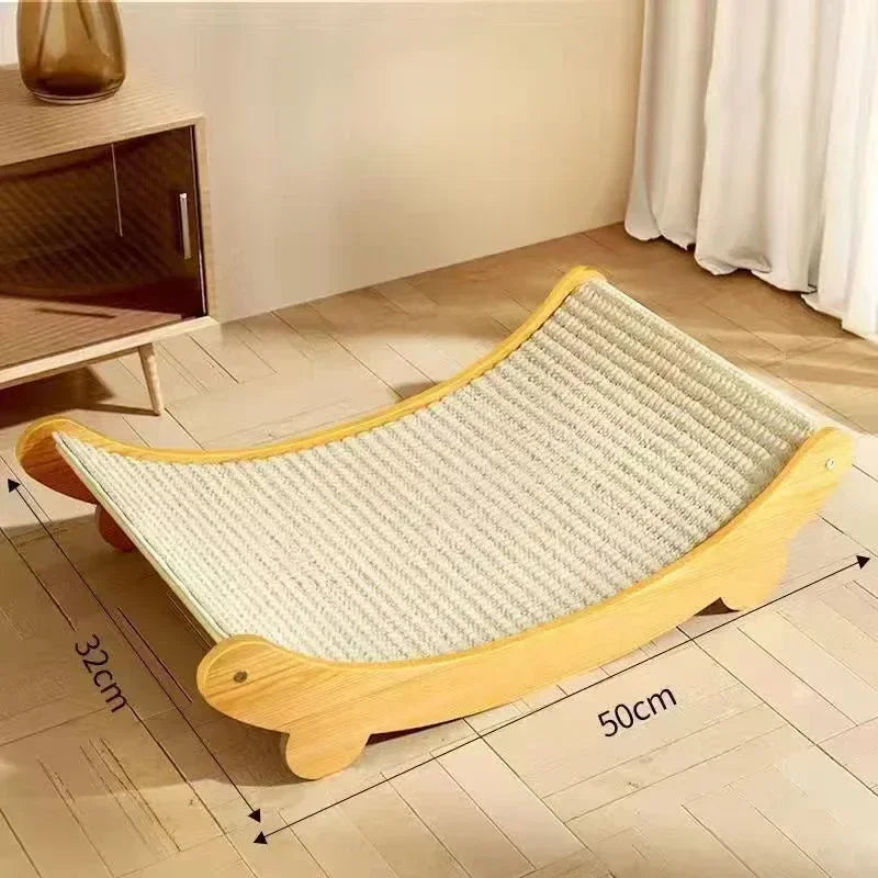 Griffoir en bois pour chat multifonctionnelle avec lit de repos détachable