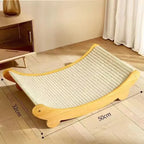 Griffoir en bois pour chat multifonctionnelle avec lit de repos détachable