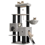 Arbre à Chat XL Gros Poteaux 160 cm – multi-chats avec 10 poteaux en sisal, niches & panier suspendu