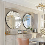 Grand miroir mural rond design moderne argent