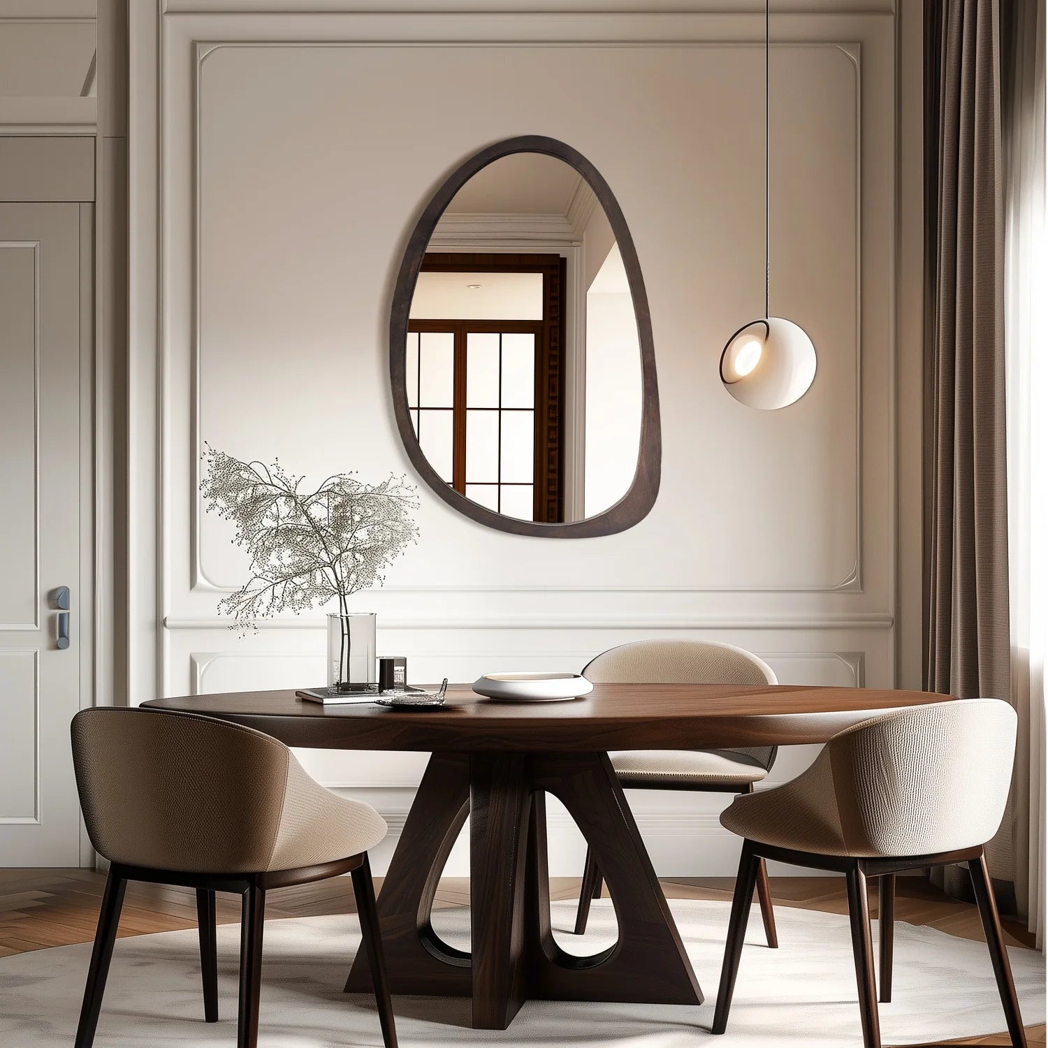 MIROIR MURAL VINTAGE EN BOIS DE NOYER – ÉLÉGANCE & CARACTÈRE