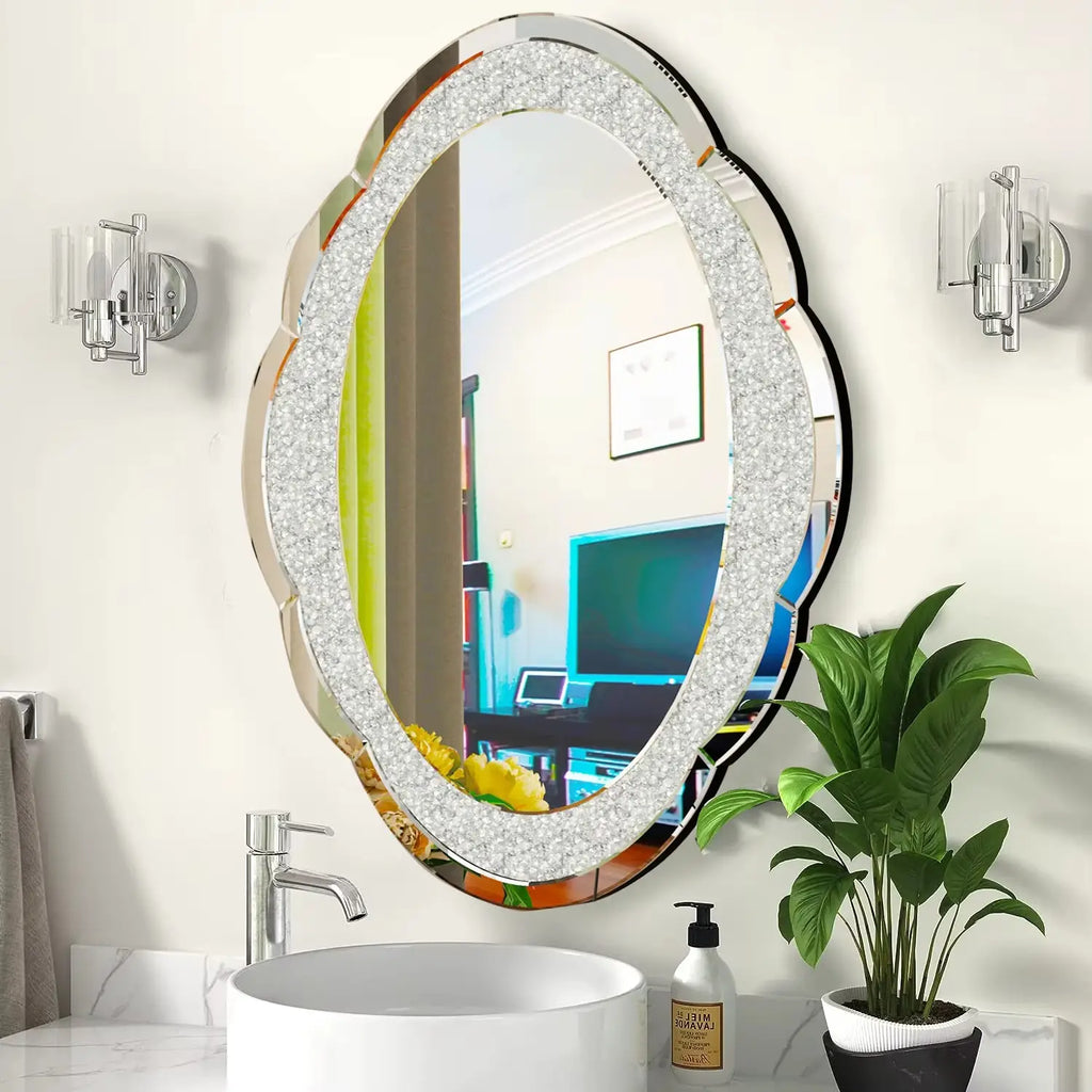 Grand miroir mural nuage contemporain scintillant
