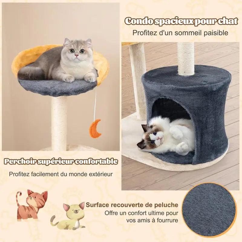 OUBLIEZ LES MEUBLES ESCALADÉS – ARBRE À CHAT 128 CM AVEC NICHE, PERCHOIR ET GRIFFOIRS