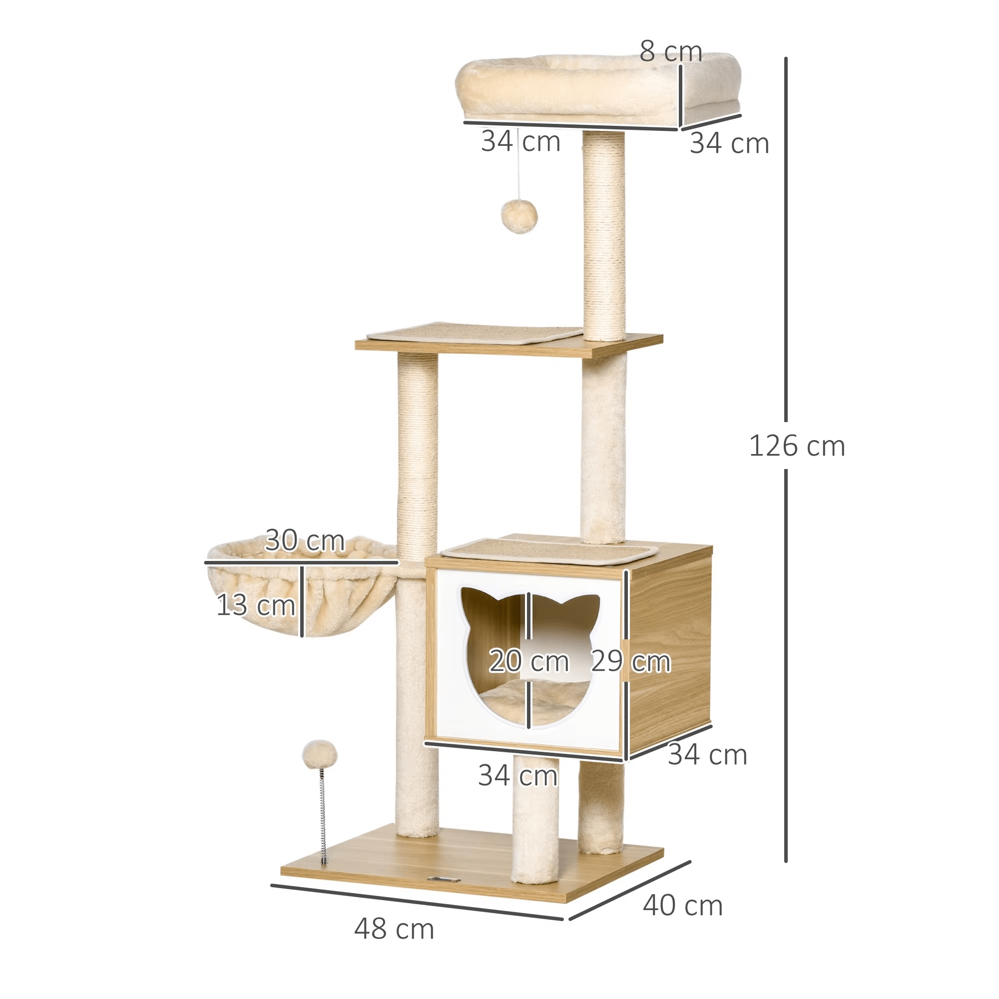 Arbre à chat en bois ImperialCat – Le centre d’activités premium pour votre chat 126 cm