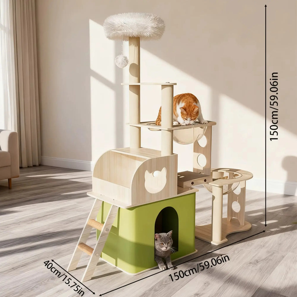 Arbre à chat en bois RoyalZenith – L’arbre à chat premium pour félins actifs