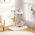 FINI LES ARBRES À CHAT ENCOMBRANTS – ARBRE À CHAT DESIGN AVEC BALANCELLE ET TRONC EN BOIS MASSIF