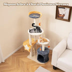 OUBLIEZ LES MEUBLES ESCALADÉS – ARBRE À CHAT 128 CM AVEC NICHE, PERCHOIR ET GRIFFOIRS