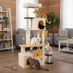 ARBRE À CHAT EN BOIS AVEC PLATEFORMES EN FORME DE POISSON