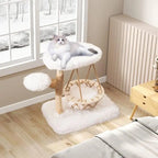 FINI LES ARBRES À CHAT ENCOMBRANTS – ARBRE À CHAT DESIGN AVEC BALANCELLE ET TRONC EN BOIS MASSIF