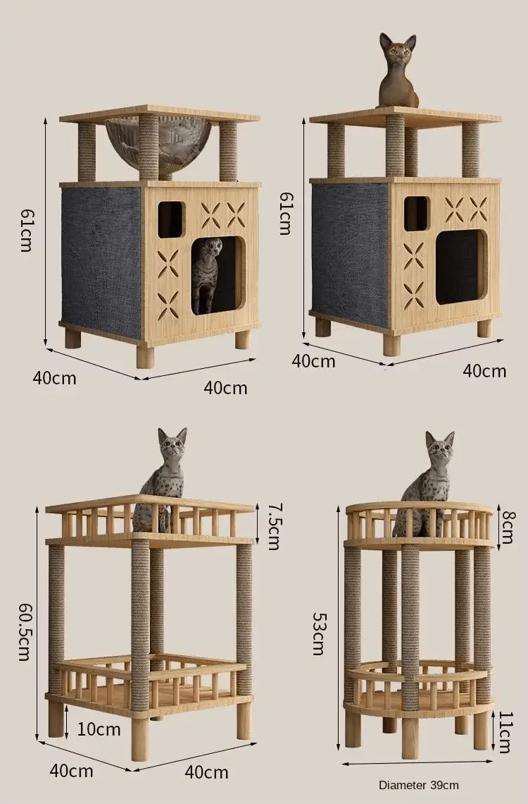 StudioCat – Le meuble félin tout-en-un au design raffiné en bois massif 61 cm