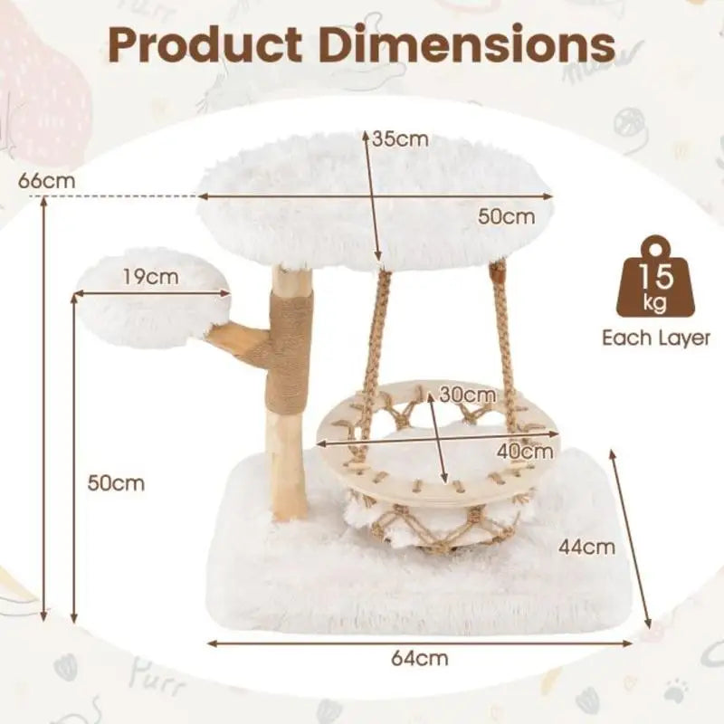 FINI LES ARBRES À CHAT ENCOMBRANTS – ARBRE À CHAT DESIGN AVEC BALANCELLE ET TRONC EN BOIS MASSIF