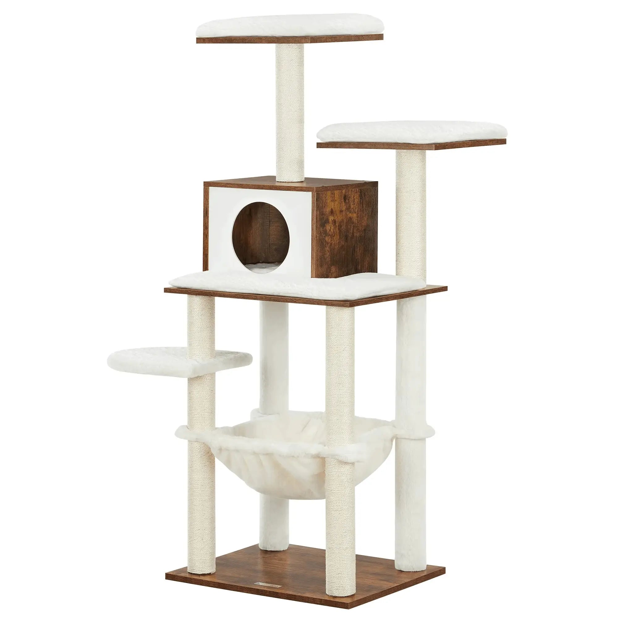 VeloursClimb – L’arbre à chat chic en bois au confort absolu 138 cm