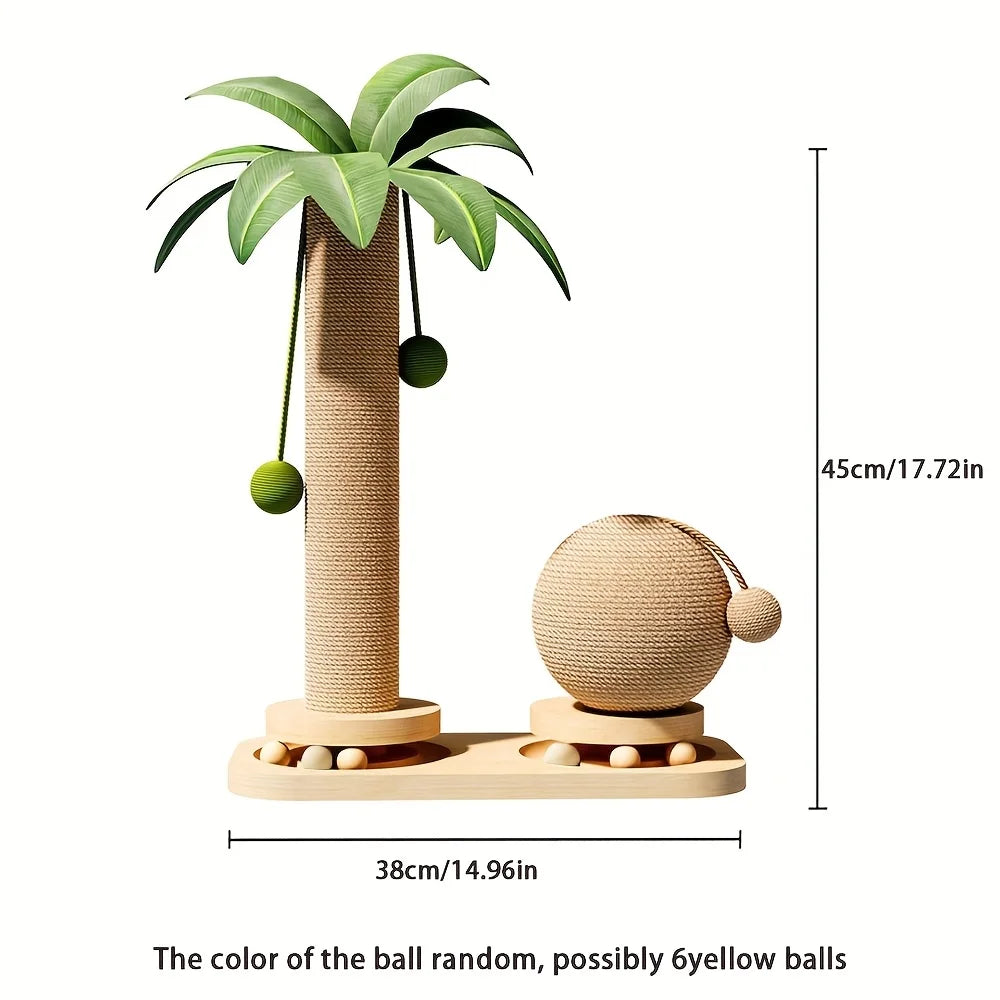 ARBRE À CHAT COCOTIER 2-EN-1 – GRIFFOIR EN SISAL & TOUR DE JEU