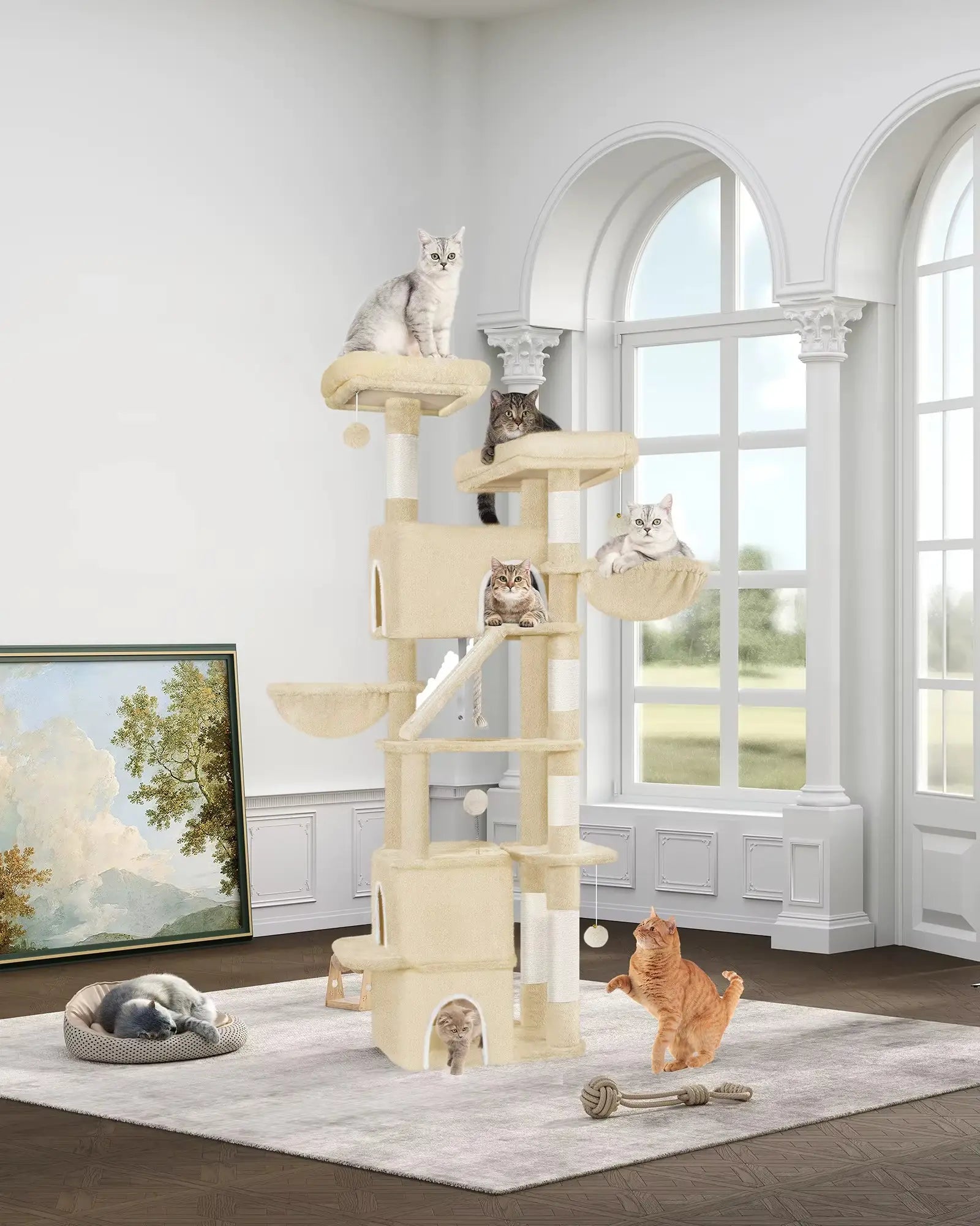 Arbre à chat GrandAscend – Le palace vertical pour chats exigeants et Maine Coon 185 cm