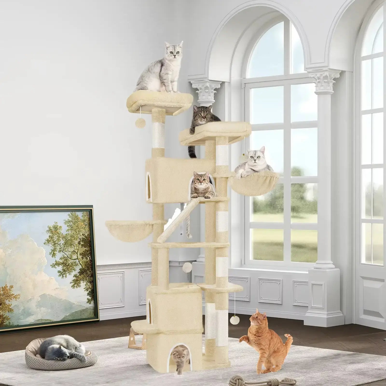 Arbre à chat GrandAscend – Le palace vertical pour chats exigeants et Maine Coon 185 cm
