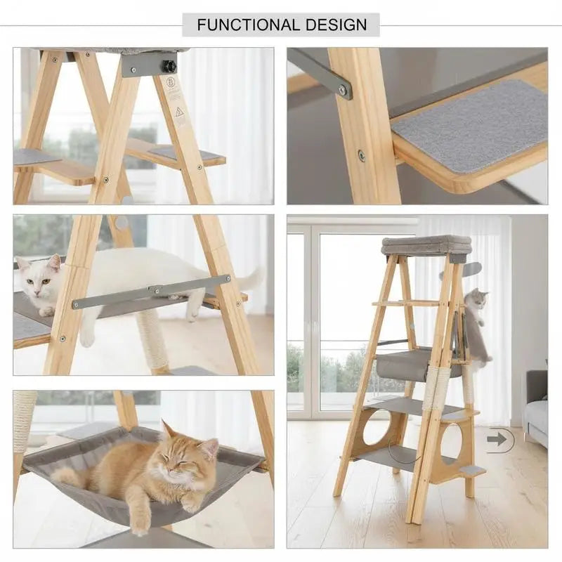 ARBRE À CHAT PLIABLE AVEC ÉCHELLE ET HAMAC