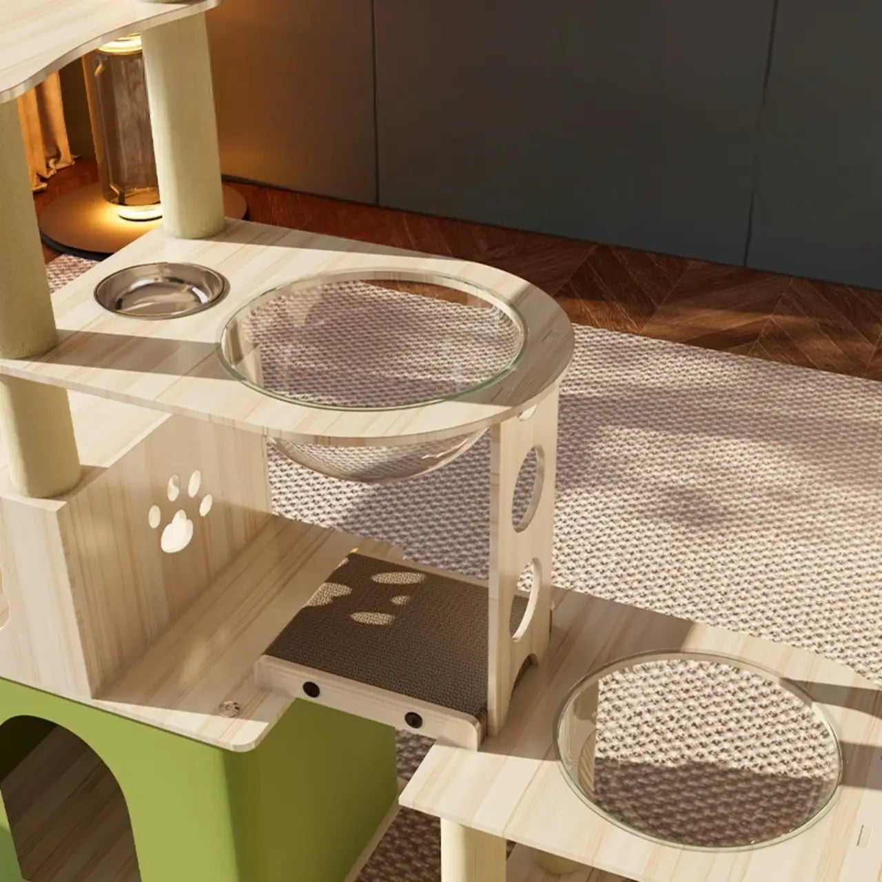Arbre à chat en bois RoyalZenith – L’arbre à chat premium pour félins actifs