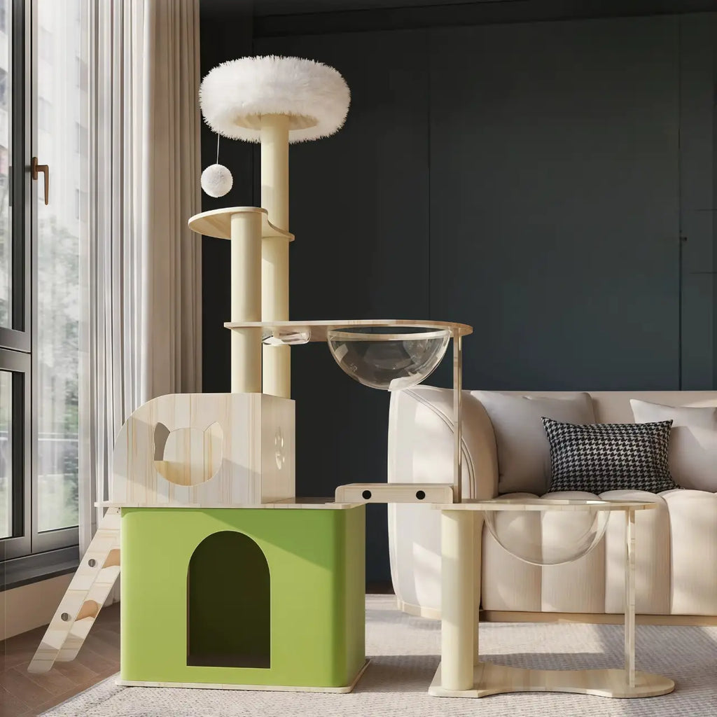 Arbre à chat en bois RoyalZenith – L’arbre à chat premium pour félins actifs