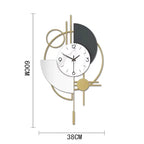 Horloge murale abstrait blanc et anthracite à composition géométrique dorée 60 cm
