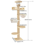 Arbre à chat XXL en bois massif Grand Félin 34 cm de diamètre  – La tour féline ultime du sol au plafond pour Maine Coon