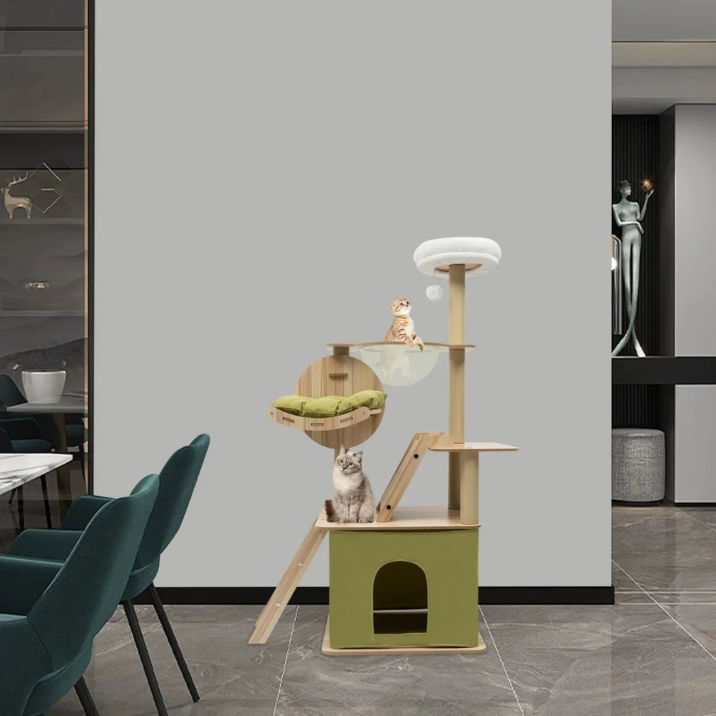 CosmoLuxe – L’arbre à chat en bois design aux airs de station spatiale 140 cm