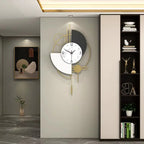 Horloge murale abstrait blanc et anthracite à composition géométrique dorée 60 cm