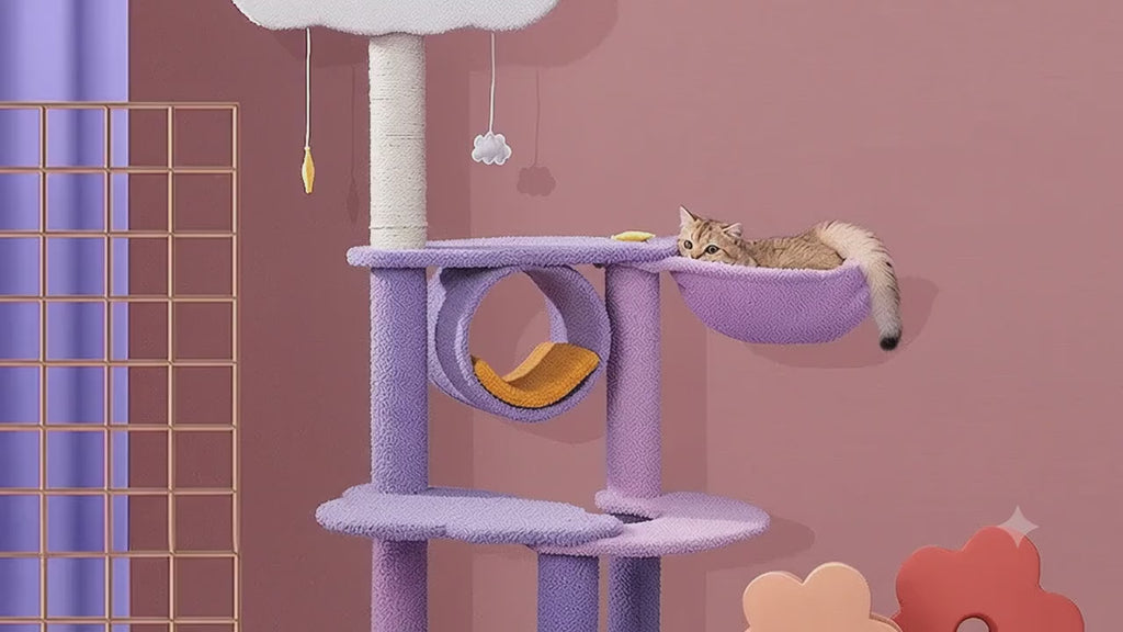 Arbre à chat en bois avec grand griffoir