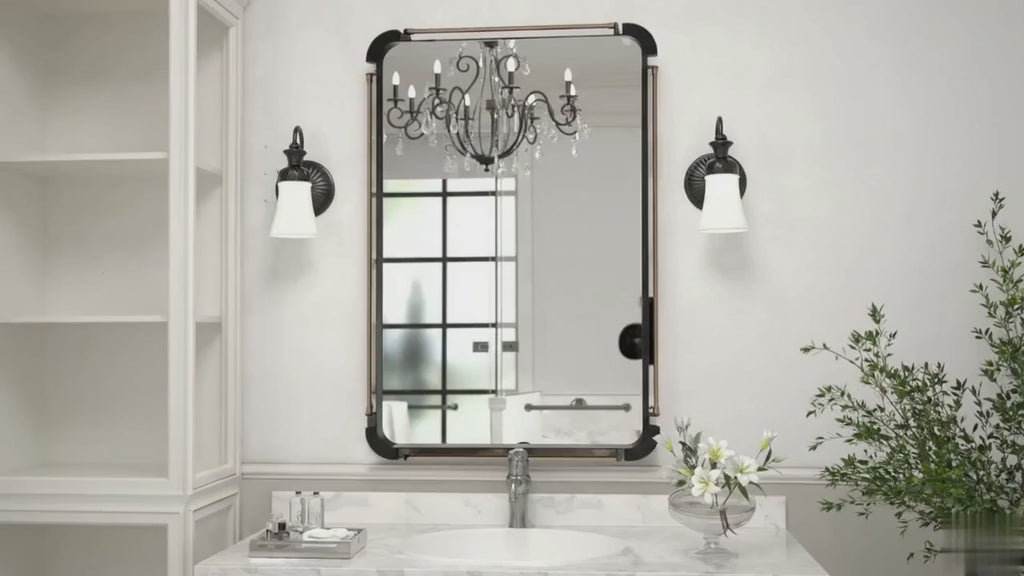 Grand miroir mural rond baroque avec motif en relief