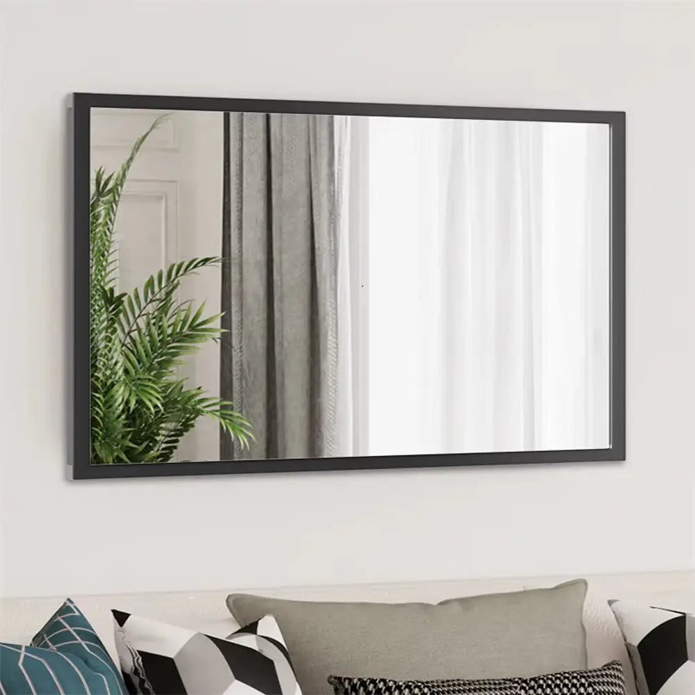 Miroir mural rectangulaire cadre noir en aluminium