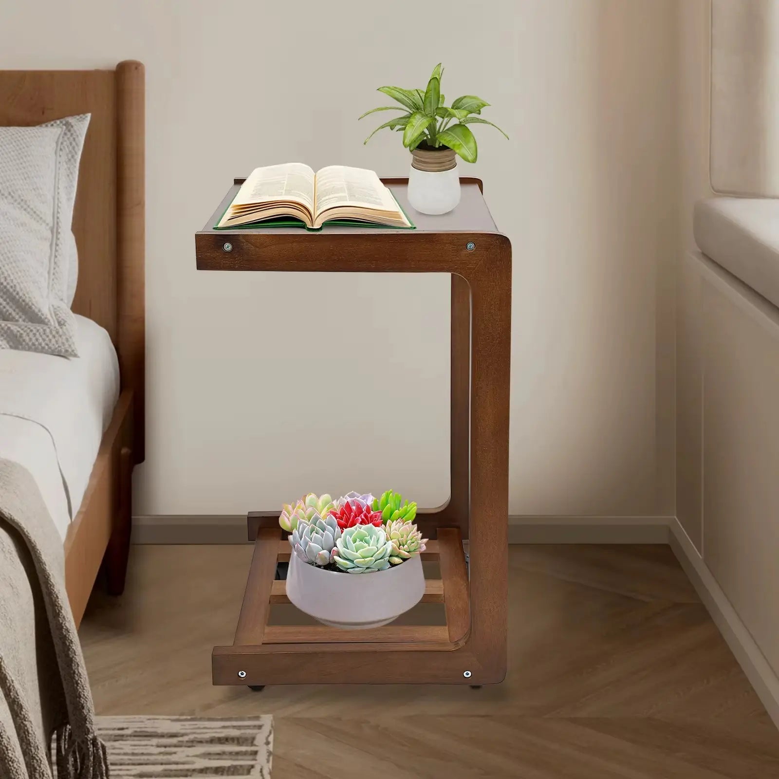 Table d’Appoint en Forme C avec Roulettes