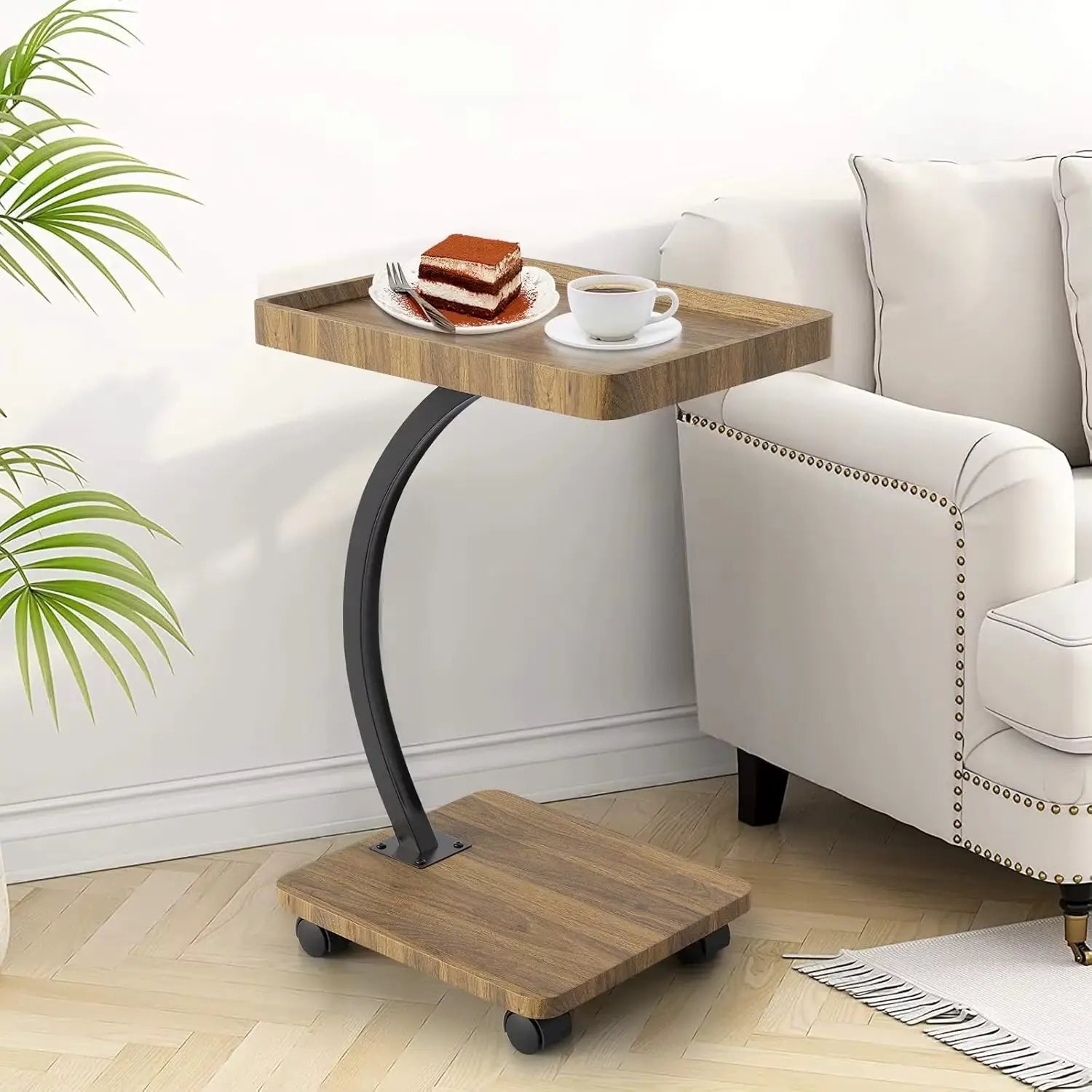 Table d’appoint roulante en Bois Massif Design compact et multifonction