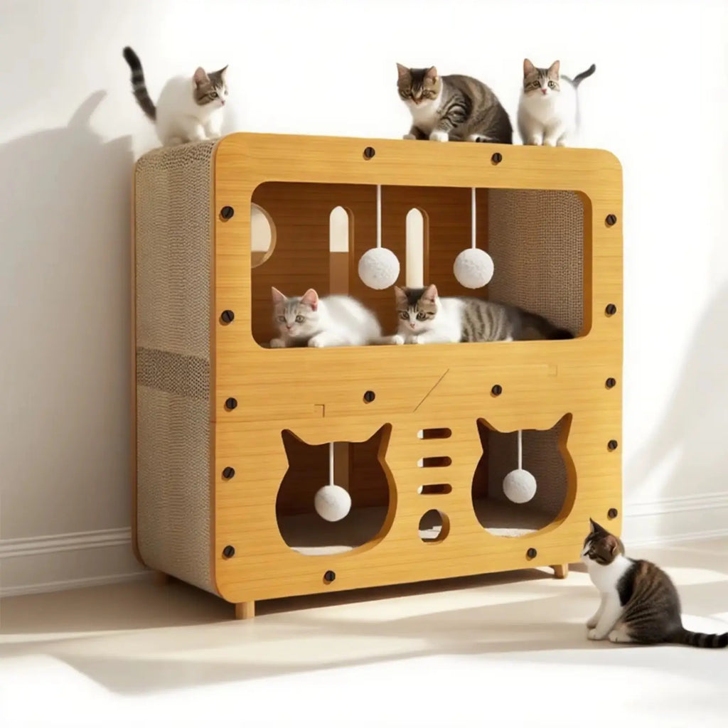 MAISON GRIFFOIR POUR CHAT 3 NIVEAUX – JEU, REPOS & BIEN-ÊTRE